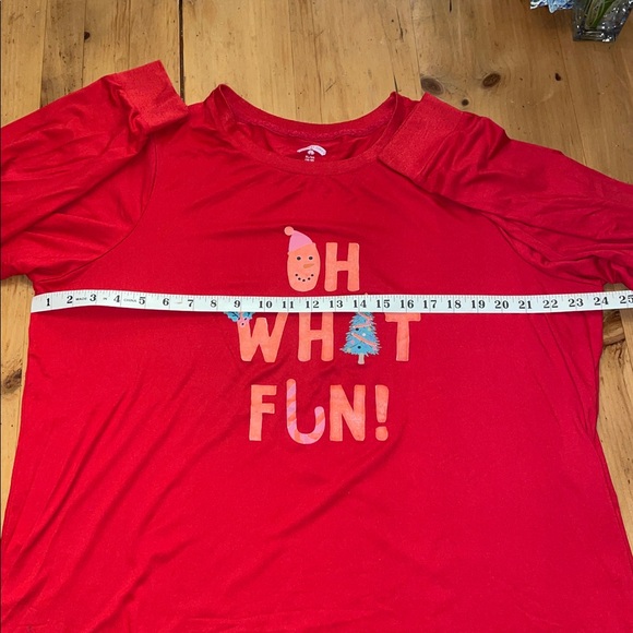 Holiday Time- Sz XL- “Oh What Fun” XMas PJ Set- 30” Inseam Joggers & LS Crew Tee - Picture 4 of 8